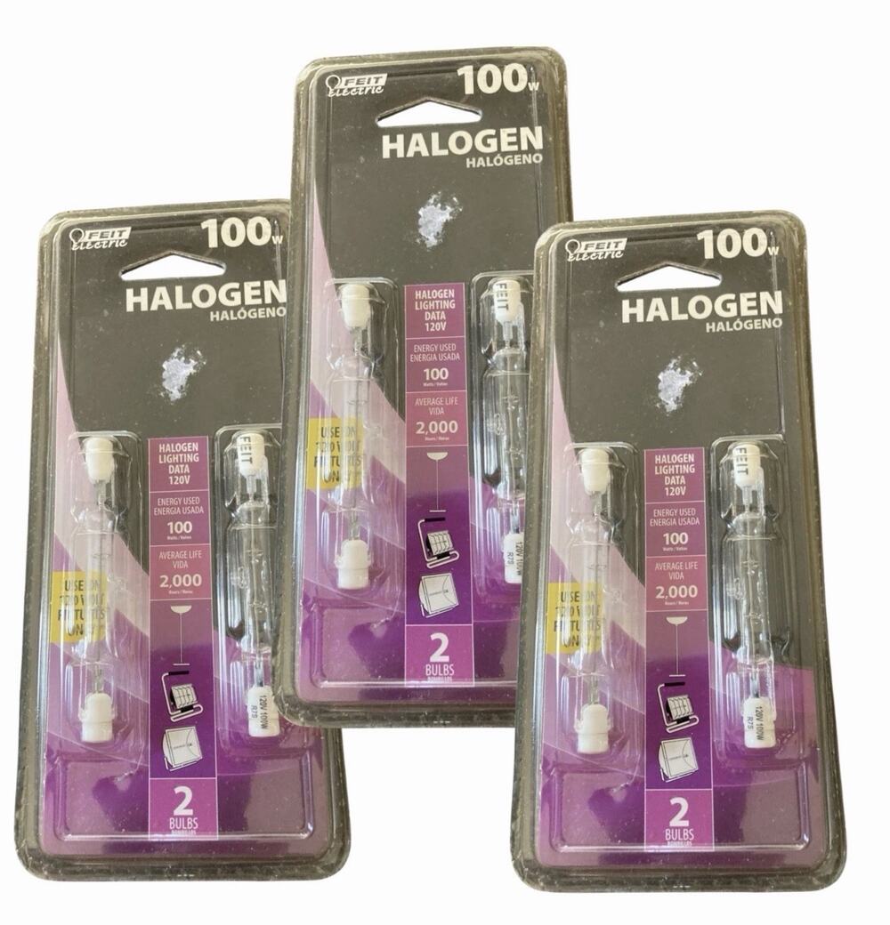 3 Pack Feit Electric 100W Halogen T3 Bulb 120V J-Type Double Ended 2pk